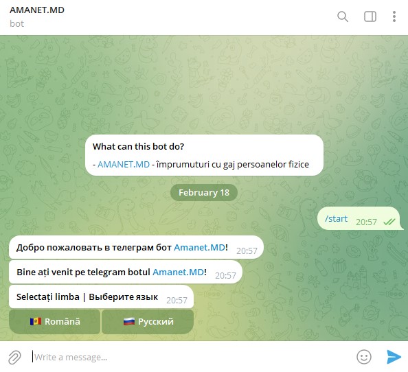 Select the language you want the bot to use